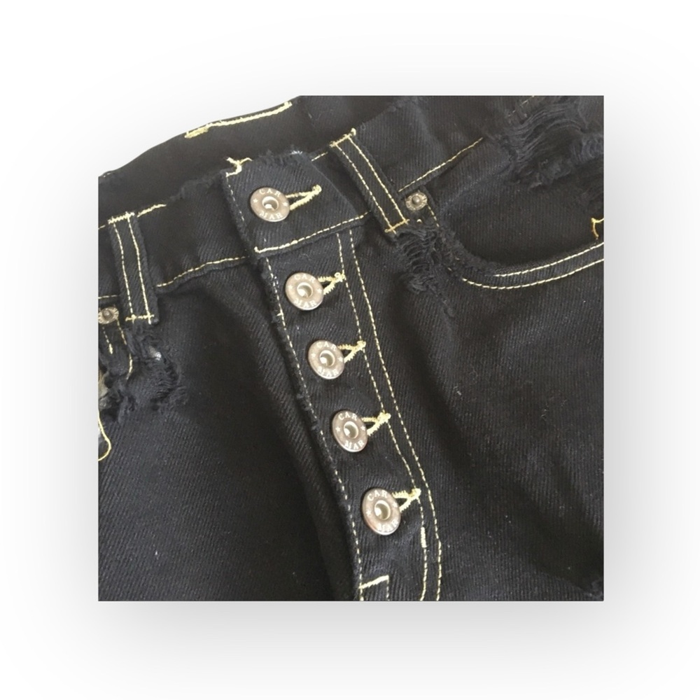 new LF Carmar ༄ Shredded Knee Destroyed Boyfriend Jeans ༄ Overdye Black ༄ 23 25 - Picture 10 of 16